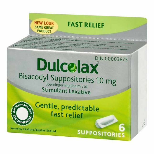 Dulcolax - Bisacodyl Suppositories 10 mg | 6 Suppositories