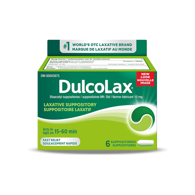 Dulcolax - Bisacodyl Suppositories 10 mg | 6 Suppositories