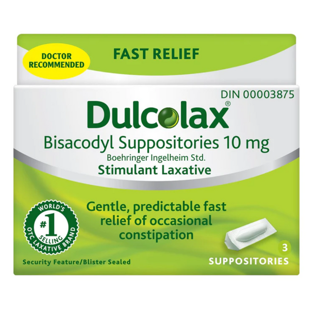 Dulcolax - Bisacodyl Suppositories 10 mg | 3 Suppositories