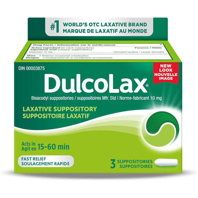 Dulcolax - Bisacodyl Suppositories 10 mg | 3 Suppositories