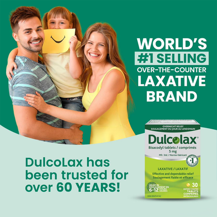 Dulcolax - Bisacodyl Tablets for Overnight Relief | 30 Enteric Coated Tablets