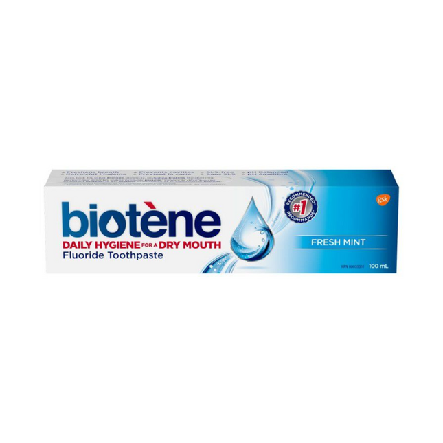 Biotène - Hygiène quotidienne d'une bouche sèche Dentifrice au fluor - Menthe fraîche | 100 ml