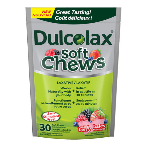 Dulcolax - Laxatif à mâcher doux - Sans stimulant - Saveur de baies mélangées | 30 bouchées molles