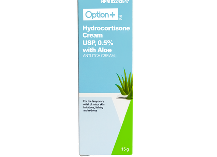 Option+ Crème anti-démangeaisons à l'hydrocortisone 0,5 % avec aloès | 15g