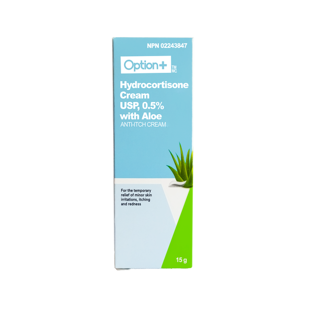 Option+ Crème anti-démangeaisons à l'hydrocortisone 0,5 % avec aloès | 15g