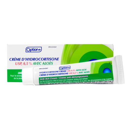 Option+ Crème anti-démangeaisons à l'hydrocortisone 0,5 % avec aloès | 15g