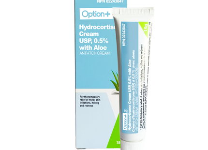 Option+ Crème anti-démangeaisons à l'hydrocortisone 0,5 % avec aloès | 15g