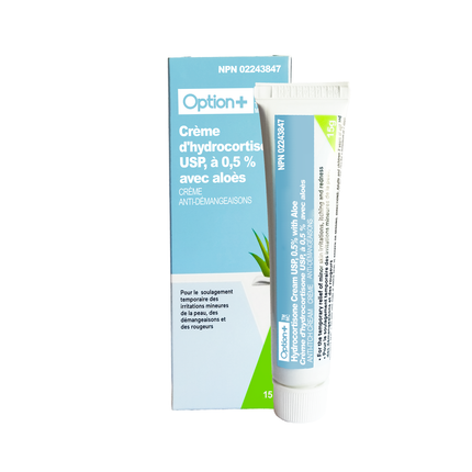 Option+ Crème anti-démangeaisons à l'hydrocortisone 0,5 % avec aloès | 15g