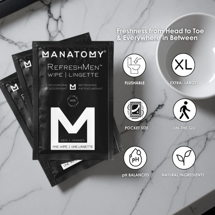 Manatomy - RefreshMen Wipes Sachets | 24 Count