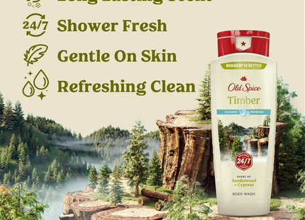 Old Spice - Gel douche Timber, bois de santal et cyprès | 532 ml