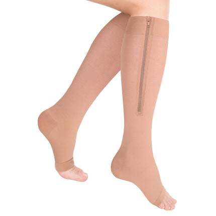 TRUFORM - Bk Stockings Zipper Closure | Open Toe 15-20 Mmhg
