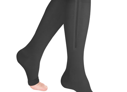 TRUFORM - Bk Stockings Zipper Closure | Open Toe 15-20 Mmhg