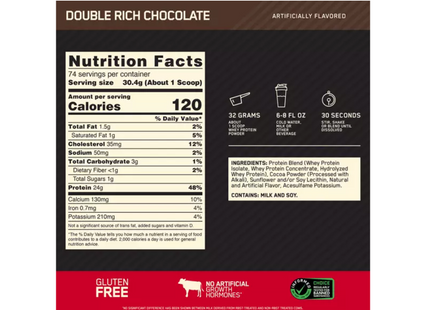 Optimum Nutrition - Gold Standard 100% Whey Protein Powder - Double Rich Chocolate | 1.47 LB