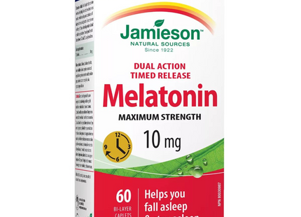Jamieson - Dual Action Timed Release Maximum Strength Melatonin 10 mg | 60 Bi-Layer Caplets
