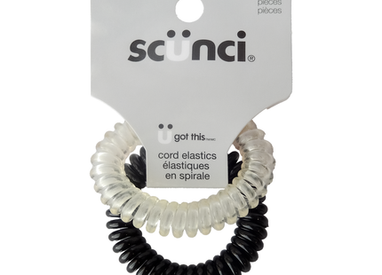 Scunci - U Got This Cord Elastics, Noir/Transparent | 2 pièces