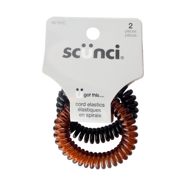 Scunci - U Got This Cord Elastics, Black/Auburn | 2 pieces