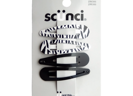 Scunci - U Got This Snap Clips, Black and Zebra Print | 4 pieces