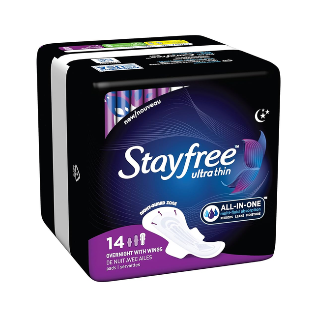 Stayfree - Serviettes de nuit ultra fines tout-en-un | 14 tampons
