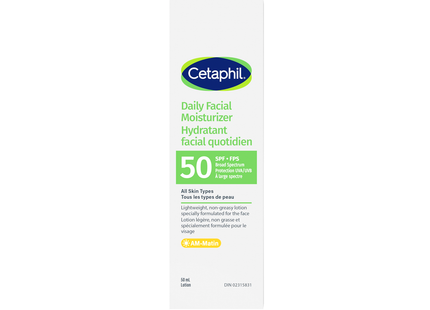 Cetaphil – Hydratant Quotidien Visage pour tous types de peaux SPF 50 | 50 mL