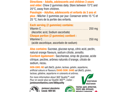 Jamieson - Vitamine C 250 mg Orange | 60 Gélifiés