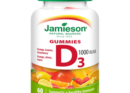 Jamieson - Gummies Vitamin D3 1000 IU - Orange, Lemon & Strawbery | 60 Gummies