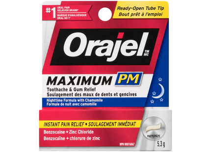 Orajel Maximum PM Soulagement des maux de dents et des gencives - Formule de nuit à la camomille | 5,3g