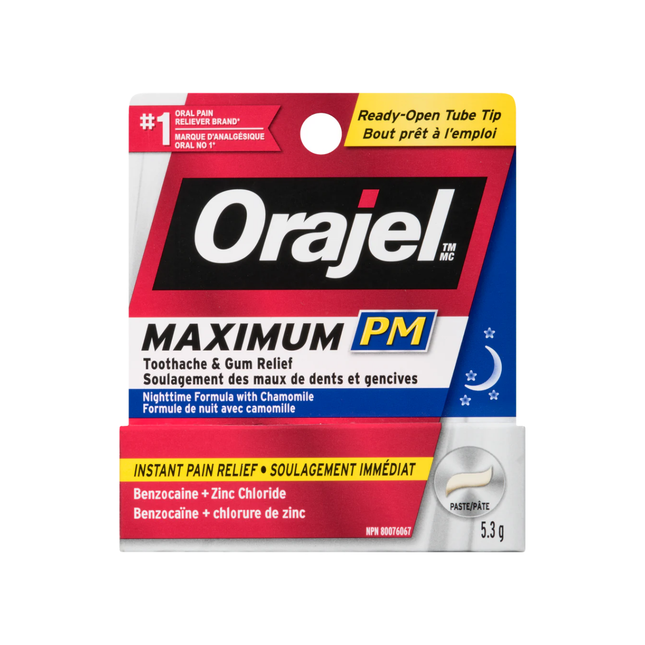 Orajel Maximum PM Soulagement des maux de dents et des gencives - Formule de nuit à la camomille | 5,3g