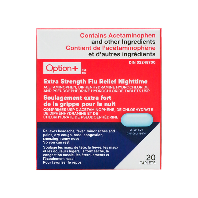 Option+ Flu Relief Nighttime, Extra Strength | 20 Caplets