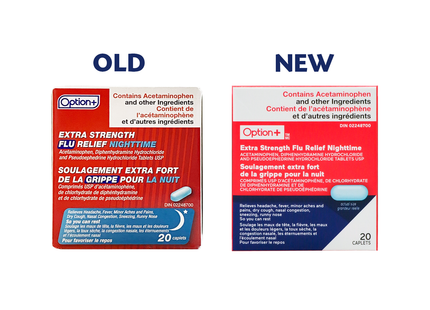 Option+ Soulagement de la grippe Nuit, Extra Fort | 20 Comprimés