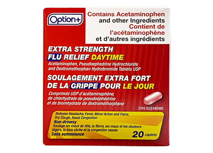 Option+ Soulagement Extra Fort de la Grippe de Jour | 20 comprimés