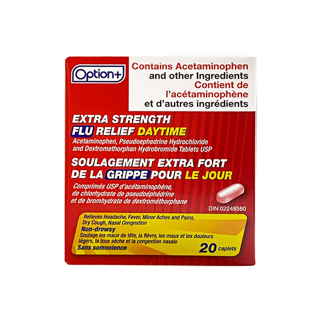 Option+ Soulagement Extra Fort de la Grippe de Jour | 20 comprimés