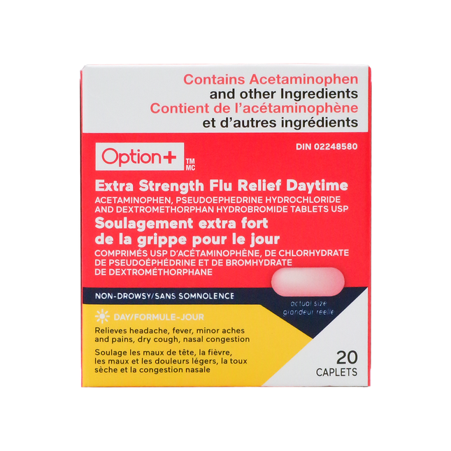 Option+ Flu Relief Daytime, Extra Strength | 20 Caplets
