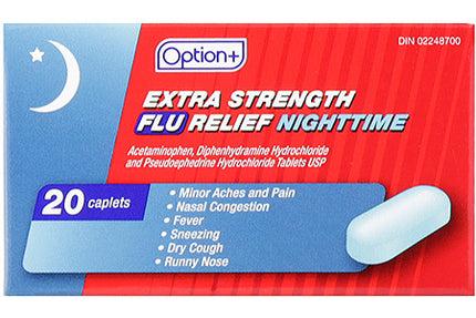 Option+ Extra Strength Flu Relief Nighttime | 20 Caplets