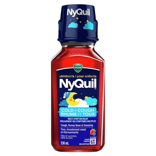 Vicks - Children's NyQuil - Cold & Cough Multi Symptom Relief Syrup - Alcohol Free - Berry Flavour | 236 mL