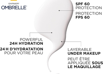 Garnier Ombrelle - Ultra Light Advanced Sunscreen Hypoallergenic Weightless Face Lotion - SPF 60 Broad Spectrum | 50 mL