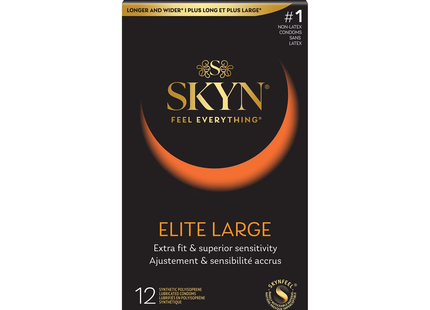 SKYN - Préservatifs lubrifiés Elite grande taille sans latex | 12 préservatifs