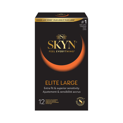 SKYN - Préservatifs lubrifiés Elite grande taille sans latex | 12 préservatifs
