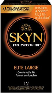 SKYN Elite Large Comfortable Fit Natural Latex free Lubricated Condoms | 12 count