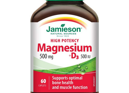 Jamieson - High Potency Magnesium + D3 500mg & 500 IU | 60 Caplets