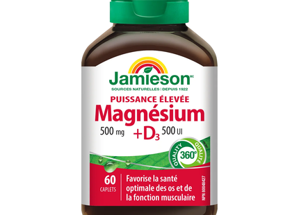 Jamieson - High Potency Magnesium 500 mg + D3 500 IU | 60 Caplets