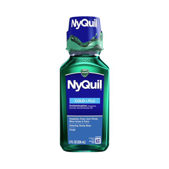 Vicks - NyQuil Cold & Flu Nighttime Relief Syrup, Original Flavour | 236 mL