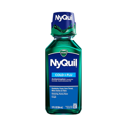 Vicks - NyQuil Sirop de nuit contre le rhume et la grippe, saveur originale | 354 ml