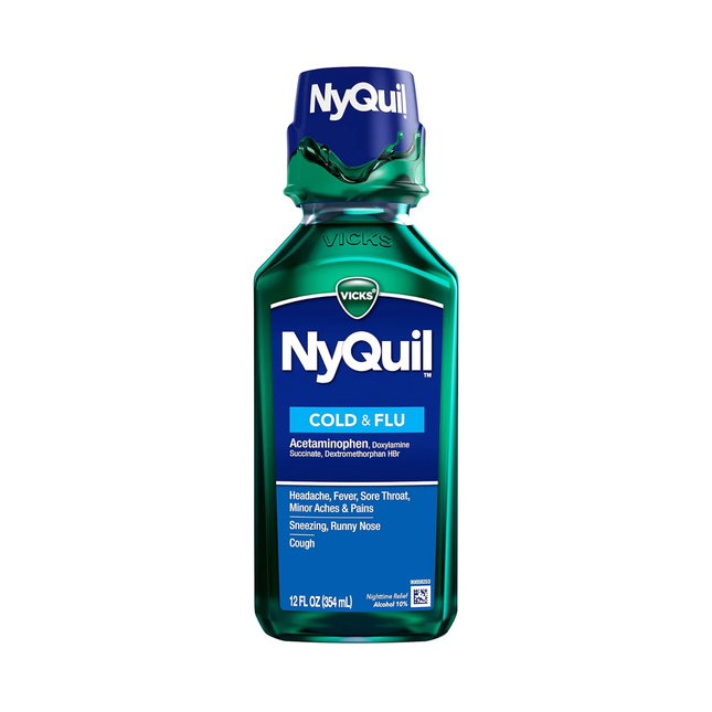 Vicks - Sirop de soulagement nocturne NyQuil contre le rhume et la grippe - Saveur originale | 354 ml
