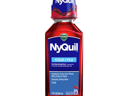 Vicks - NyQuil Cold & Flu Nighttime Relief Syrup, Cherry Flavour | 354 mL