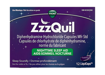 Vicks - LiquiCaps d'aide au sommeil nocturne ZzzQuil | 12 capsules liquides