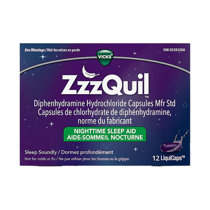 Vicks - LiquiCaps d'aide au sommeil nocturne ZzzQuil | 12 capsules liquides