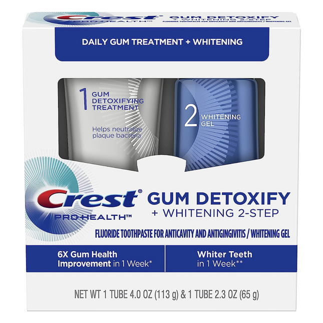 Crest - Traitement détoxifiant Pro-Health Gum + blanchiment en 2 étapes | Étape 1 (85 ml) et étape 2 (63 ml)