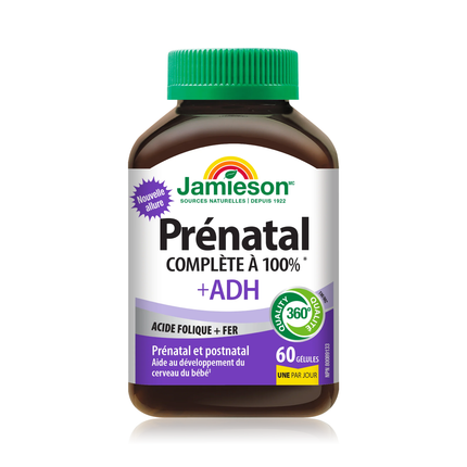 Jamieson - Multivitamines prénatales complètes à 100 % + DHA | 60 gélules