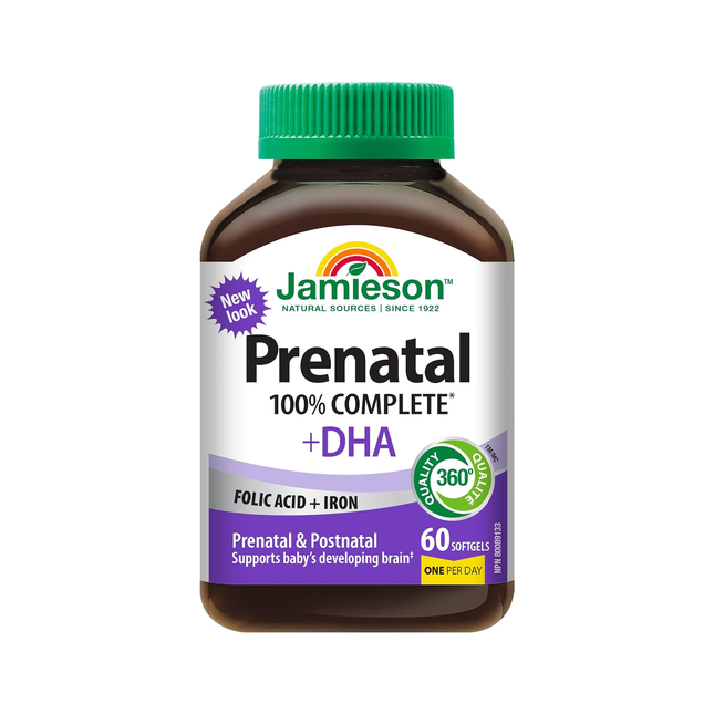 Jamieson - Multivitamines prénatales complètes à 100 % + DHA | 60 gélules