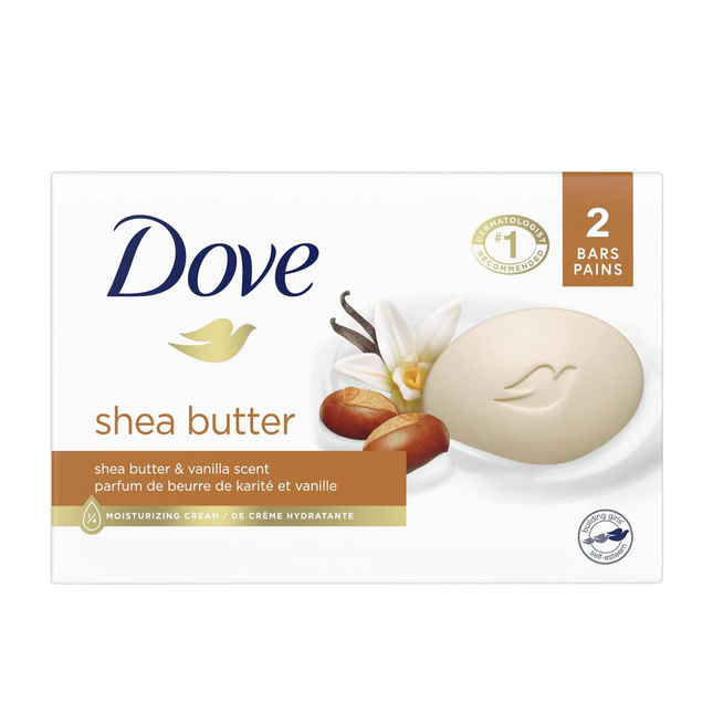 Dove - Barres de savon crème hydratantes - Beurre de karité et vanille | 2x106g